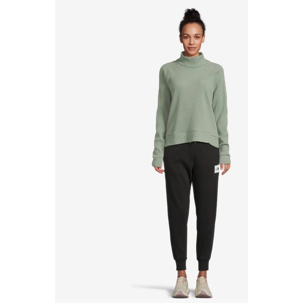 The North Face Womens XL Sage Green Waffle Knit Mock Neck Pullover Top